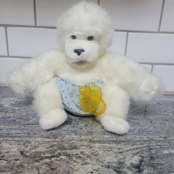 Dakin Other - VINTAGE Dakin Plush White Goo Goo Baby Gorilla with  Pacifier Diaper 8" 1983